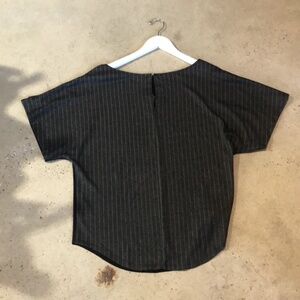 Anne Hung Grey Pinstripe-Knit Dolman-Sleeve Top